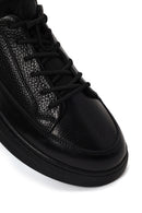 Erkek Siyah Bağcıklı Kalın Tabanlı Deri Sneaker | Derimod Erkek Siyah Bağcıklı Kalın Tabanlı Deri Sneaker | Derimod