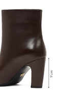 Women's Brown Thick Heeled Leather Boots | Derimod Women's Brown Thick Heeled Leather Boots | Derimod