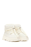 Woman Cream Lace-Up Thick-Soled Boots | Derimod Woman Cream Lace-Up Thick-Soled Boots | Derimod