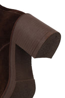 Woman Brown Zip Closure Chunky Heeled Suede Combat Boots | Derimod Woman Brown Zip Closure Chunky Heeled Suede Combat Boots | Derimod