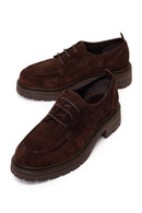 Woman Brown Lace-Up Thick-Soled Suede Masculine Shoes | Derimod Woman Brown Lace-Up Thick-Soled Suede Masculine Shoes | Derimod