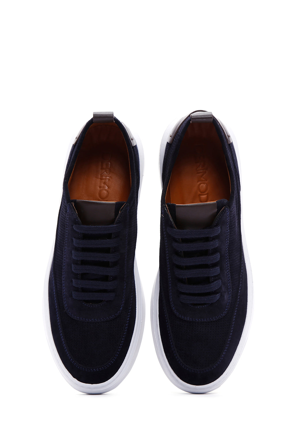 Erkek Lacivert Bağcıklı Süet Deri Sneaker