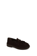 Woman Brown Thick-Soled Tassel Suede Loafer | Derimod Woman Brown Thick-Soled Tassel Suede Loafer | Derimod