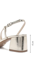 Women's Gold Ankle Buckle Low Heel Metallic Sandals | Derimod Women's Gold Ankle Buckle Low Heel Metallic Sandals | Derimod