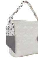 Women's Cream Long Strap Quilted Handbag with Accessory Detail | Derimod Women's Cream Long Strap Quilted Handbag with Accessory Detail | Derimod