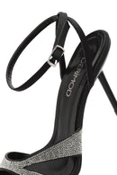 Women's Black Ankle Buckle Stone High Thin Heel Sandals | Derimod Women's Black Ankle Buckle Stone High Thin Heel Sandals | Derimod