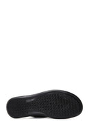 Men's Black Knitted Patterned Leather Slippers | Derimod Men's Black Knitted Patterned Leather Slippers | Derimod