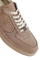 Erkek Vizon Bağcıklı Nubuk Deri Sneaker | Derimod Erkek Vizon Bağcıklı Nubuk Deri Sneaker | Derimod