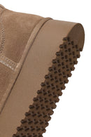 Woman Mink Thick-Soled Suede Teddy Boots | Derimod Woman Mink Thick-Soled Suede Teddy Boots | Derimod