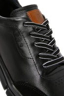 Men's Black Lace-up Thick-Sole Leather Sneaker | Derimod Men's Black Lace-up Thick-Sole Leather Sneaker | Derimod