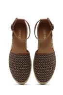 Women's Tan Straw Leather Espadrille Sandals with Ankle Buckle | Derimod Women's Tan Straw Leather Espadrille Sandals with Ankle Buckle | Derimod