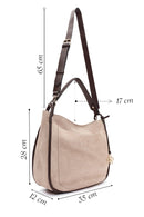 Women's Gray Long Strap Suede Shoulder Bag | Derimod Women's Gray Long Strap Suede Shoulder Bag | Derimod