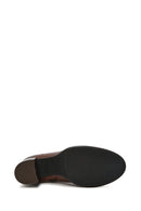 Woman Brown Zippered Chunky Heels Leather Boot | Derimod Woman Brown Zippered Chunky Heels Leather Boot | Derimod