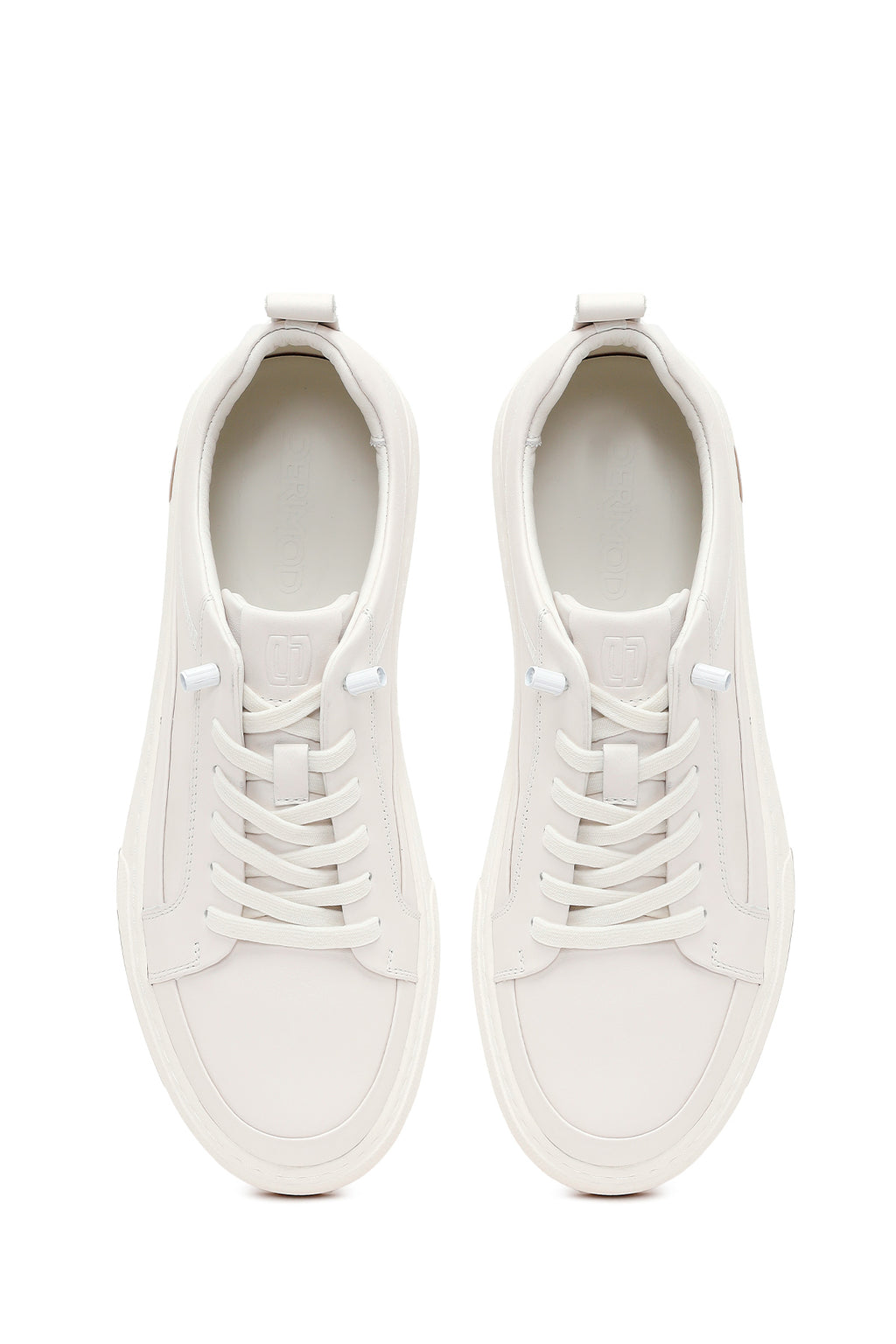 Erkek Beyaz Bağcıklı Deri Sneaker
