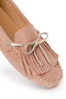 Woman Powder Tasselled Suede Loafer | Derimod Woman Powder Tasselled Suede Loafer | Derimod