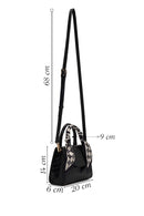 Woman Black Croco Mini Shoulder Bag with Long Strap | Derimod Woman Black Croco Mini Shoulder Bag with Long Strap | Derimod