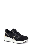 Woman Black Lace-Up Wedge Sneaker | Derimod Woman Black Lace-Up Wedge Sneaker | Derimod