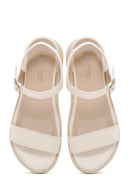 Women's Ecru Comfort Sandals | Derimod Women's Ecru Comfort Sandals | Derimod