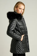 Blanch Long Kadın Deri Ceket | Derimod Blanch Long Kadın Deri Ceket | Derimod