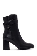 Kadın Siyah Fermuarlı Kalın Topuklu Deri Bot | Derimod Kadın Siyah Fermuarlı Kalın Topuklu Deri Bot | Derimod
