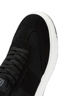 Men's Black Leather Detailed Lace Up Fabric Sneaker | Derimod Men's Black Leather Detailed Lace Up Fabric Sneaker | Derimod