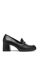 Geox Kadın Siyah Walk Pleasure Toka Detaylı Kalın Topuklu Deri Loafer | Derimod Geox Kadın Siyah Walk Pleasure Toka Detaylı Kalın Topuklu Deri Loafer | Derimod