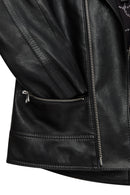 Nova Women's Black Biker Short Leather Jacket | Derimod Nova Women's Black Biker Short Leather Jacket | Derimod