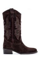 Women's Suede Leather Cowboy Boots | Derimod Women's Suede Leather Cowboy Boots | Derimod