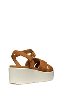 Geox Kadın Taba D Xand 2.2S A - Suede Bilekten Tokalı Dolgu Topuklu Deri Sandalet | Derimod Geox Kadın Taba D Xand 2.2S A - Suede Bilekten Tokalı Dolgu Topuklu Deri Sandalet | Derimod