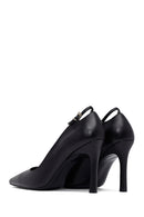 Woman Black Thin-Heeled Leather Stiletto | Derimod Woman Black Thin-Heeled Leather Stiletto | Derimod
