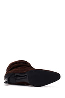 Woman Brown Thin-Heeled Suede Boots | Derimod Woman Brown Thin-Heeled Suede Boots | Derimod