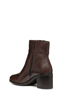Geox Women's Brown New Asheel Zippered Thick Heel Leather Boots | Derimod Geox Women's Brown New Asheel Zippered Thick Heel Leather Boots | Derimod