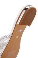 Women's White Stone Slippers | Derimod Women's White Stone Slippers | Derimod