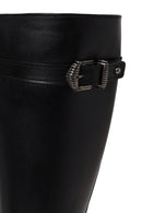 Woman Black Zip Closure Thick-Soled Leather Boot | Derimod Woman Black Zip Closure Thick-Soled Leather Boot | Derimod