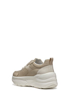 Geox Women's Beige D Xtors D - Mesh + Geobuck Lace-Up Chunky Sole Sneakers | Derimod Geox Women's Beige D Xtors D - Mesh + Geobuck Lace-Up Chunky Sole Sneakers | Derimod