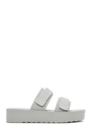 Women's Grey Banded Thick Soled Jelly Slippers | Derimod Women's Grey Banded Thick Soled Jelly Slippers | Derimod