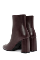 Kadın Bordo Fermuarlı Kalın Yüksek Topuklu Deri Bot | Derimod Kadın Bordo Fermuarlı Kalın Yüksek Topuklu Deri Bot | Derimod