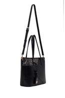 Woman Black Long-Strap Printed Classic Shoulder Bag | Derimod Woman Black Long-Strap Printed Classic Shoulder Bag | Derimod