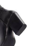 Women's Black Zippered Leather Cowboy Boots | Derimod Women's Black Zippered Leather Cowboy Boots | Derimod