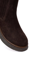 Woman Brown Thick-Soled Suede Chelsea Boots | Derimod Woman Brown Thick-Soled Suede Chelsea Boots | Derimod