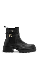 Women's Black Buckle Detailed Leather Chelsea Boots | Derimod Women's Black Buckle Detailed Leather Chelsea Boots | Derimod