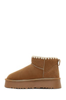 Woman Camel Suede Teddy Boots | Derimod Woman Camel Suede Teddy Boots | Derimod