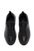 Erkek Siyah Bağcıklı Deri Sneaker | Derimod Erkek Siyah Bağcıklı Deri Sneaker | Derimod