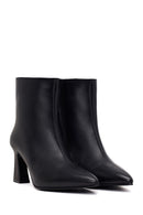 Woman Black Zip Closure Thick-Heeled Leather Boots | Derimod Woman Black Zip Closure Thick-Heeled Leather Boots | Derimod