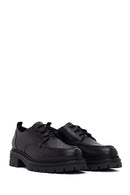 Woman Black Lace-Up Thick-Soled Leather Masculine Shoes | Derimod Woman Black Lace-Up Thick-Soled Leather Masculine Shoes | Derimod