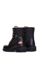 Harley Davidson Women's Black New Worker Leather Combat Boots | Derimod Harley Davidson Women's Black New Worker Leather Combat Boots | Derimod