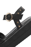 Women's Black Ankle Buckle Thick Soled Leather Sandals | Derimod Women's Black Ankle Buckle Thick Soled Leather Sandals | Derimod