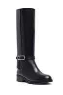 Woman Black Zippered Leather Boot | Derimod Woman Black Zippered Leather Boot | Derimod