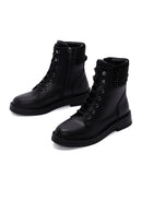 Women's Black Leather Stone Boots | Derimod Women's Black Leather Stone Boots | Derimod