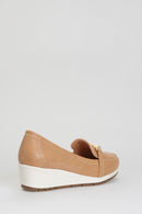 Dolgu Topuklu Kahverengi Kadın Deri Loafer | Derimod Dolgu Topuklu Kahverengi Kadın Deri Loafer | Derimod